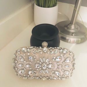 Crystal beaded evening clutch purse/ shoulder bag